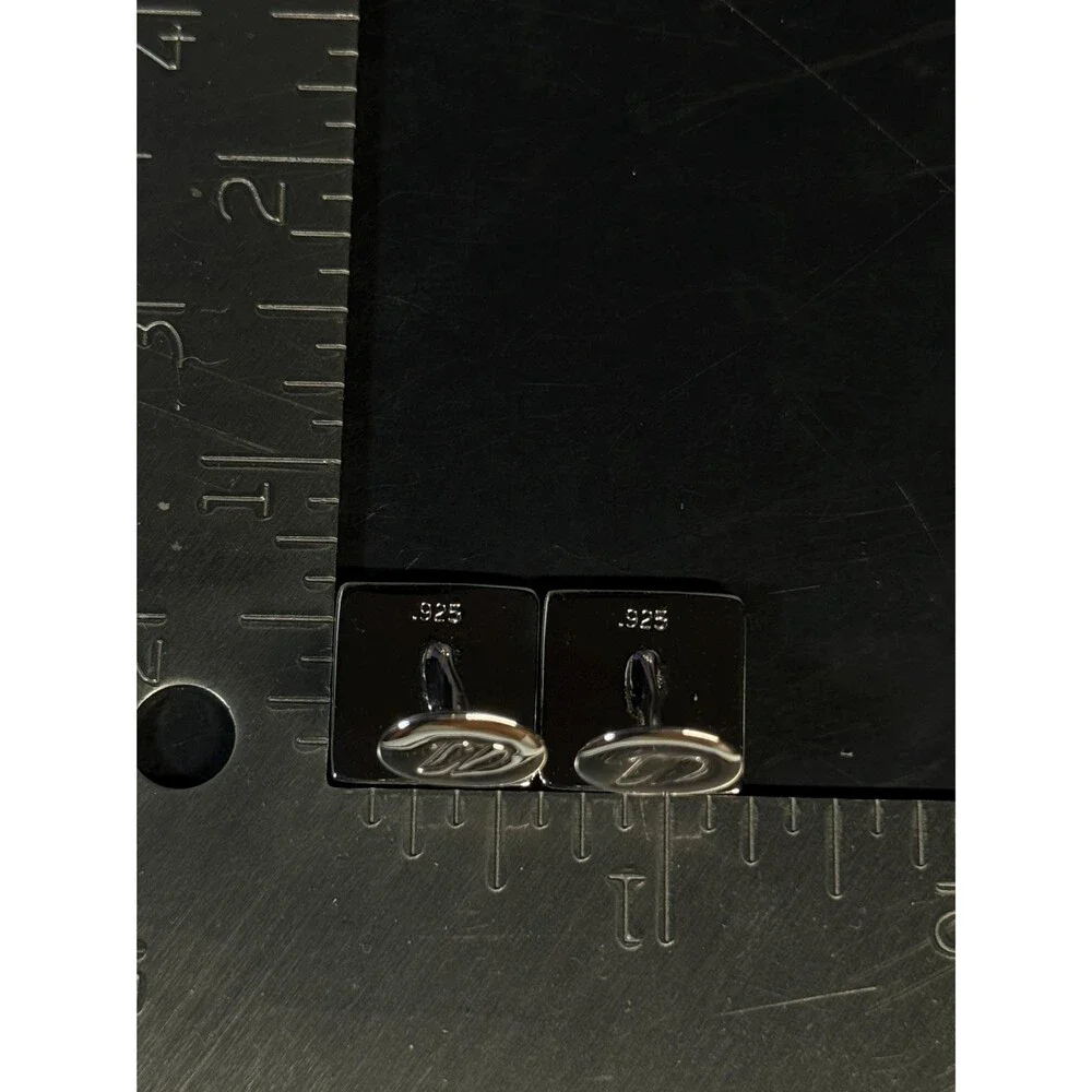 Sterling Silver Multicolor Enamel Mosaic Cuff Links